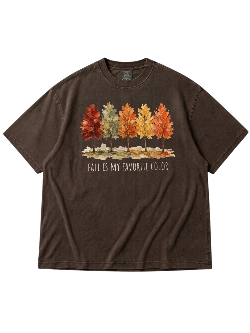 Comfort Colors Espresso Short Sleeve Tee with Autumn Tree Graphic